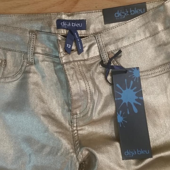 Gold Metallic Stretch Skinny Jeggings - Tall - Picture 2 of 6